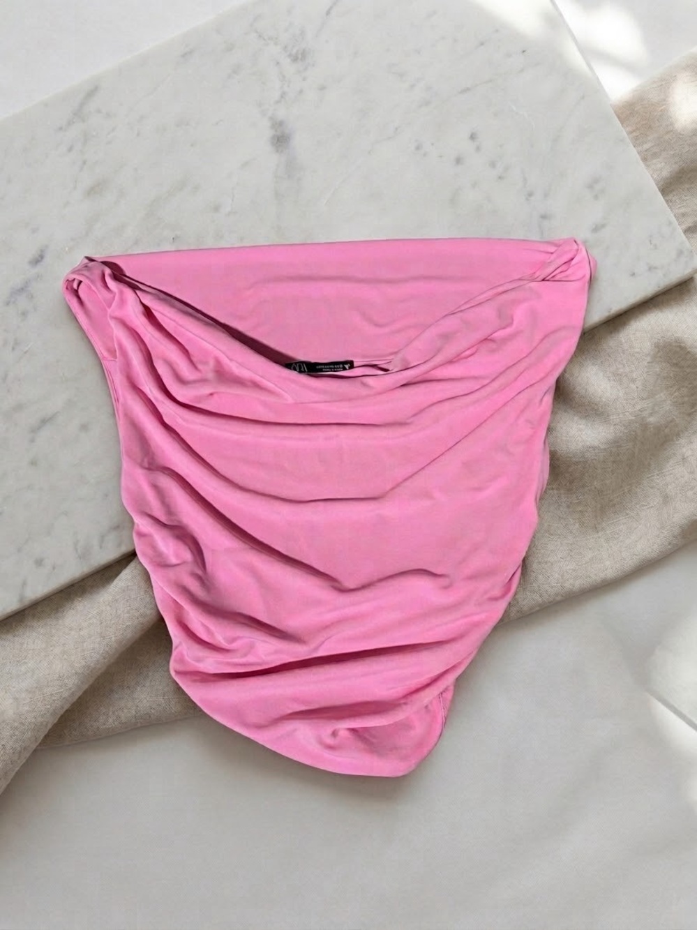 Zara Pink Draped Cowl Neck Top Medium - Picture 1 of 4